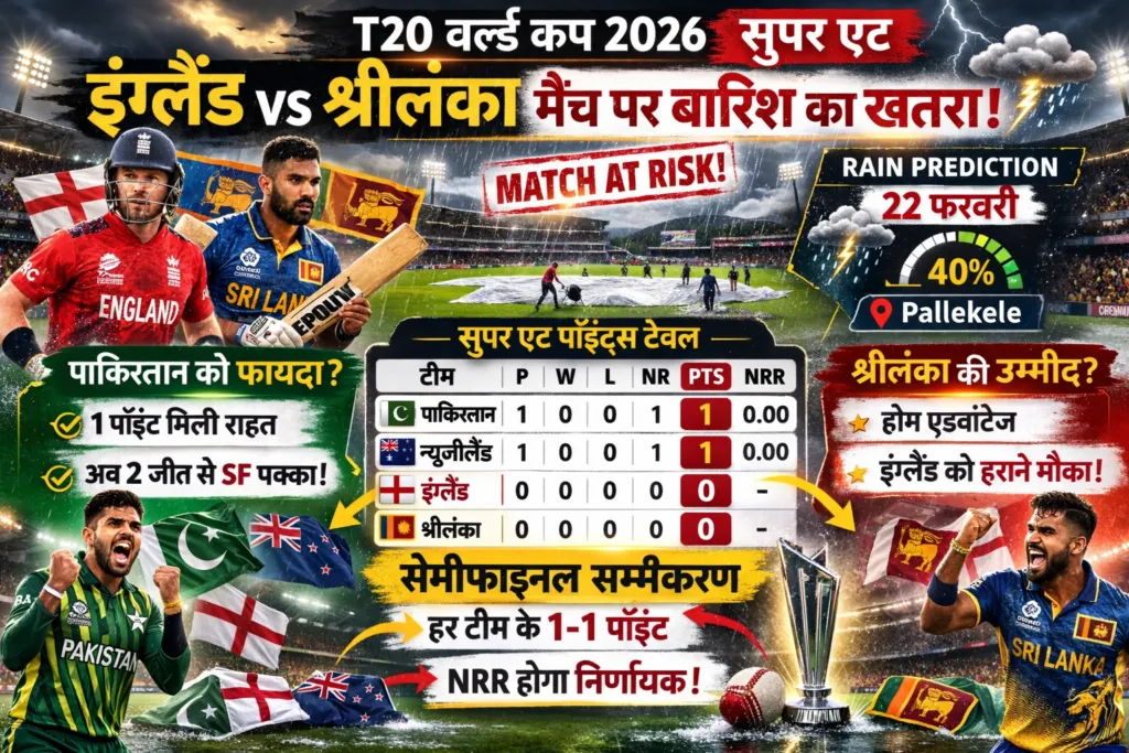 England vs Sri Lanka मैच पर बारिश का खतरा, सेमीफाइनल रेस कैसे बदलेगी?