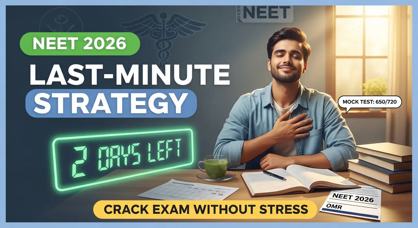 NEET 2026 preparation, NEET last minute tips, NEET exam strategy 2026, NEET revision plan, NEET stress management