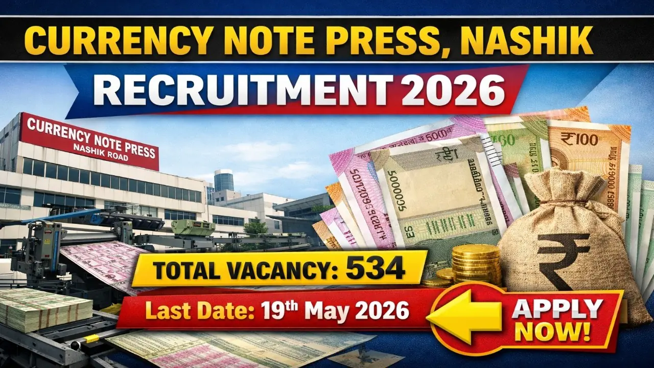 SPMCIL Recruitment 2026, Currency Note Press Nashik vacancy, Security Printing jobs 2026, SPMCIL apply online, government jobs 2026