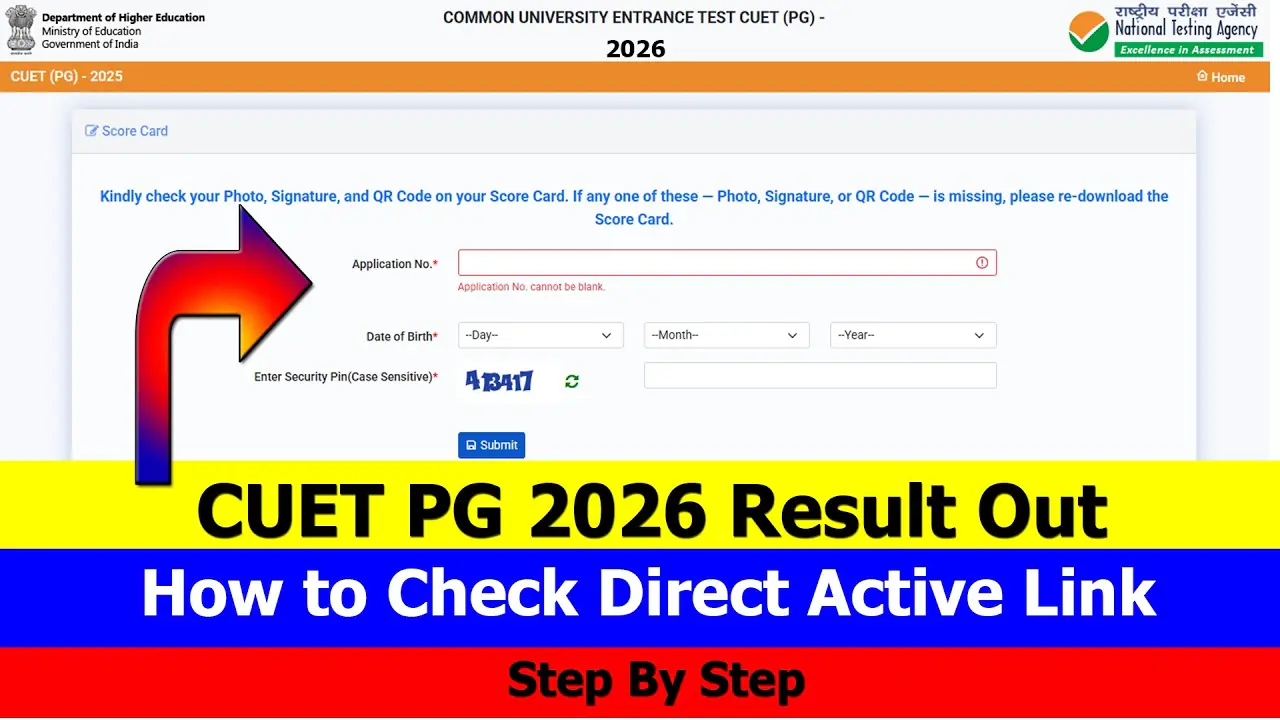 CUET PG Result 2026, NTA CUET PG result, CUET PG scorecard download, exams.nta.ac.in result, CUET PG admission 2026
