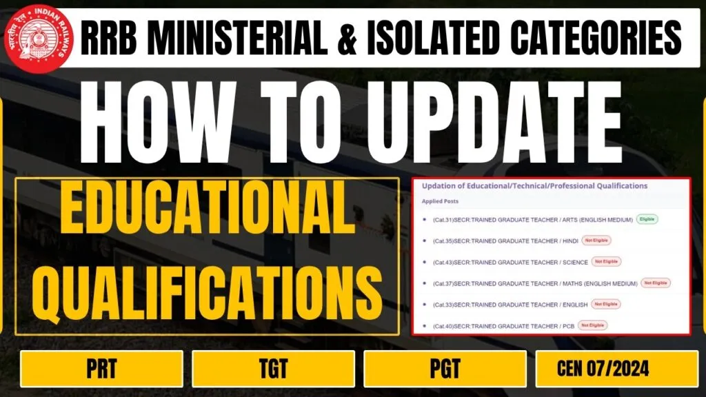 RRB CEN 07/2024 recruitment, RRB qualification update, Railway Recruitment Board 2026, ministerial and isolated categories, RRB CBT update