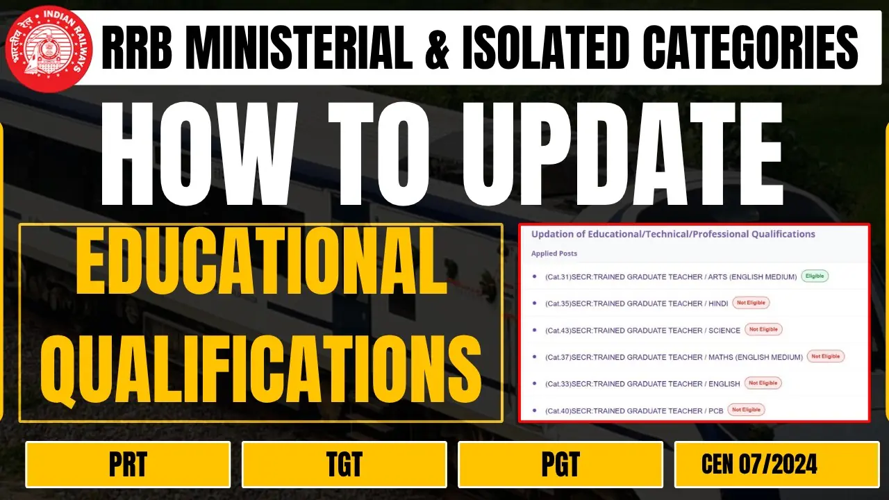 RRB CEN 07/2024 recruitment, RRB qualification update, Railway Recruitment Board 2026, ministerial and isolated categories, RRB CBT update