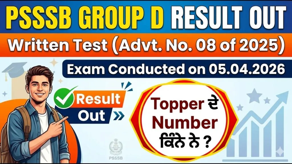 PSSSB Group D Result 2026, Punjab Group D merit list PDF, psssb.gov.in result, Group D recruitment Punjab, PSSSB result download