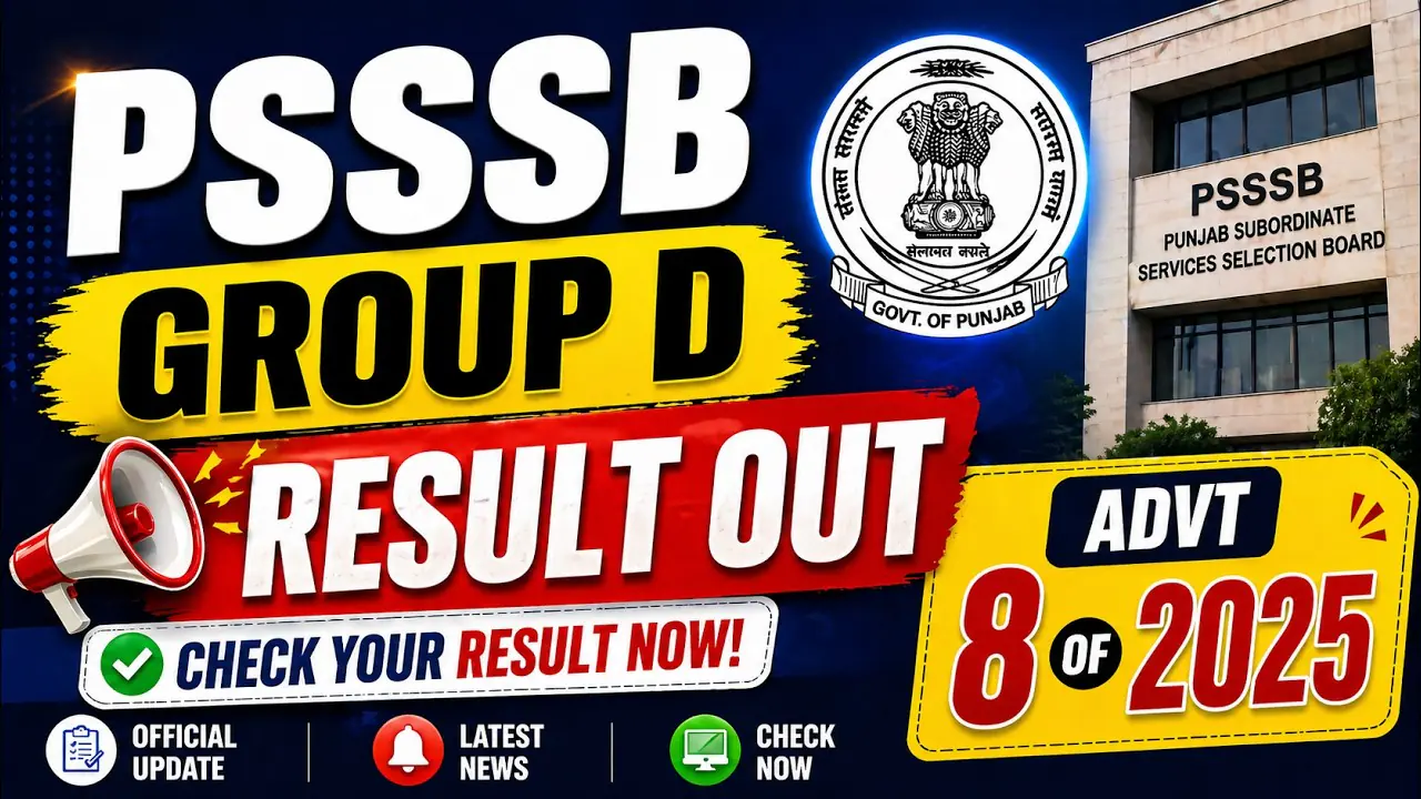 PSSSB Group D Result 2026, Punjab Group D merit list PDF, psssb.gov.in result, Group D recruitment Punjab, PSSSB result download