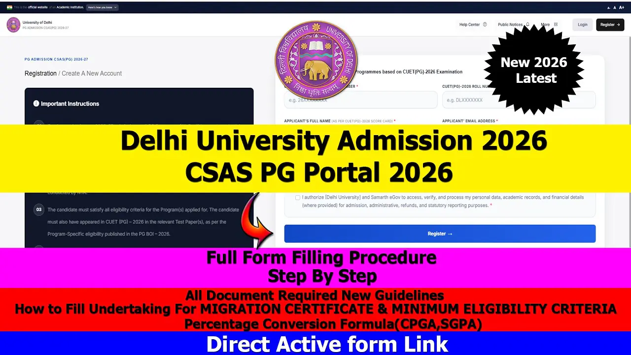 DU PG Admission 2026, Delhi University PG Admission, CUET PG 2026, DU CSAS Portal, DU PG Registration 2026, Delhi University Admission News, DU One Year PG Program, DU PG Courses 2026, DU Admission Process, CUET PG Score Admission
